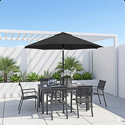 Parasol de marché noir avec manivelle Li