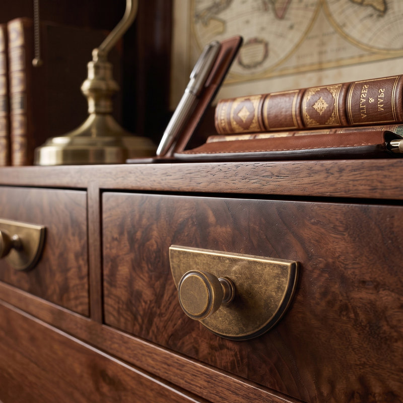 Poignée d'armoire de 1,2 po de diamètre avec demi-cercle, poignées de tiroir robustes pour garde-robe et armoire - laiton antique