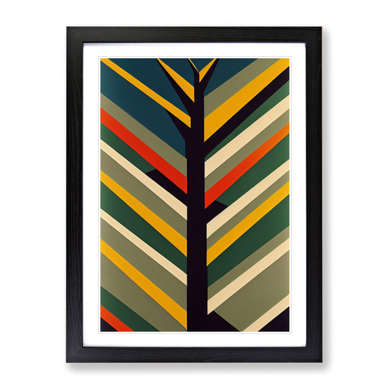 Bold Abstract Tree No.2 - Single Picture Frame Print, 64cm H x 46cm W x 2cm D, Black