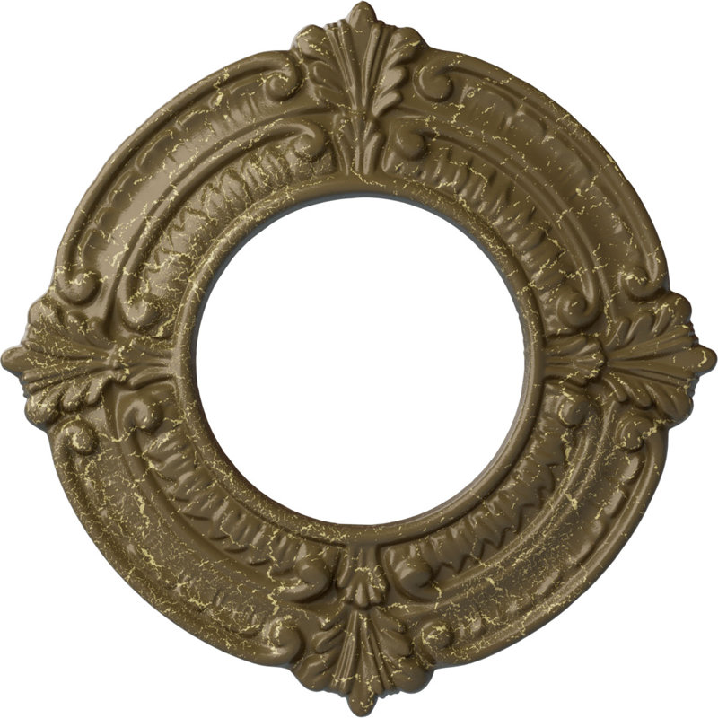 Médaillon de plafond Endurathane Benson, DO 9 po x P 4 1/8 po x P 5/8 po (convient aux auvents jusqu'à 4 1/8 po), fini craquelé de boue Mississippi peint à la main
