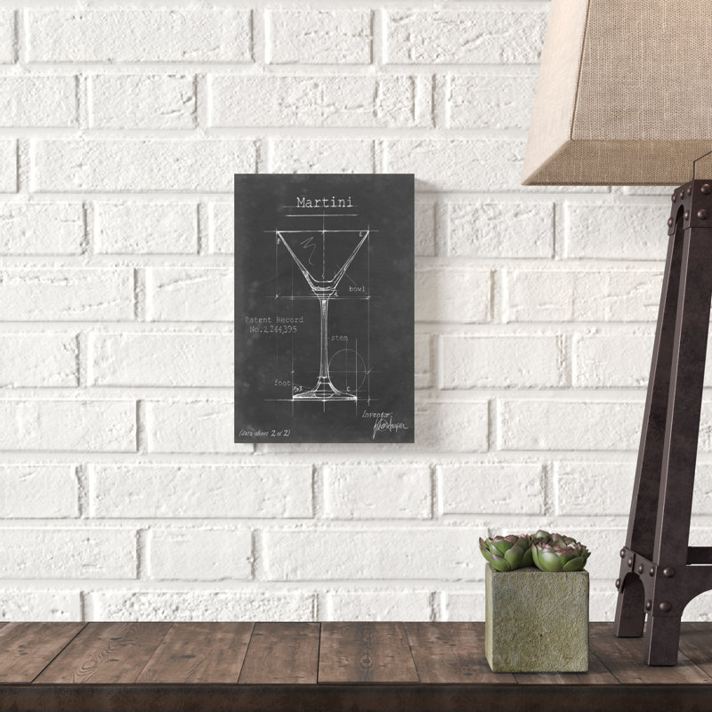 "Barware Blueprint V" par Ethan Harper, reproduction d'art sur toile, H 12 po x l 8 po, Cadre noir