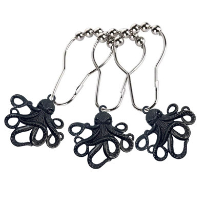 Ensemble de 12 crochets de rideau de douche Octopus