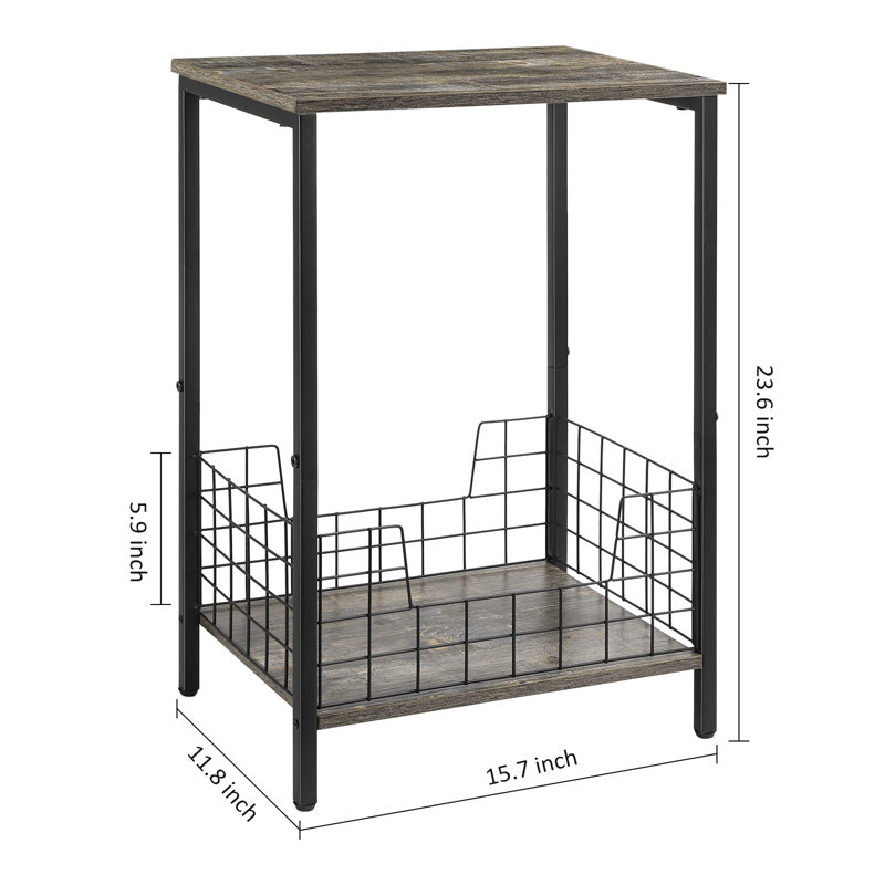 Ensemble de 2 tables d'appoint gris foncé avec panier en métal