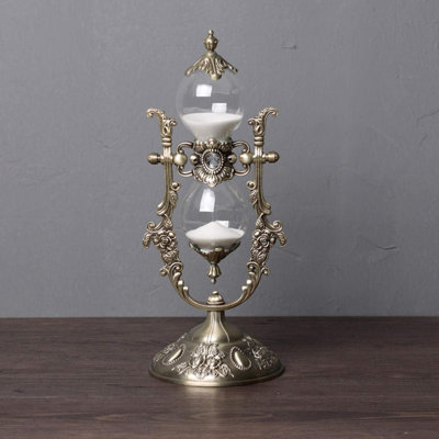 Hourglass Timer, 15 Minutes Embossed Golden Hourglass Timer,Used For Vintage Home Decoration, Office/Desk Decoration, Kitchen Wedding Gifts