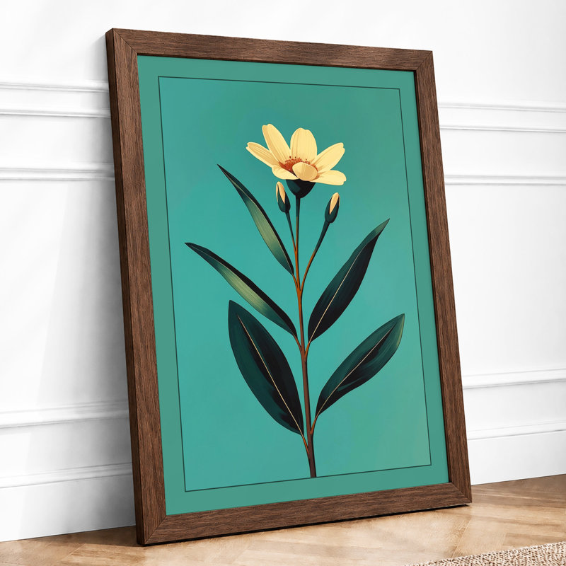 Golden Bloom Botanical - Framed Print, A4 - 29.7 x 21.0 cm, Walnut