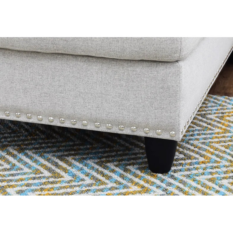 Canapé modulaire en L 3 pièces beige, pouvant accueillir quatre personnes confortablement pour le cinéma et les parties, siège central escamotable avec porte-gobelets, espace de rangement pour coussins décoratifs, pieds à profil bas, solide et d'ingénierie