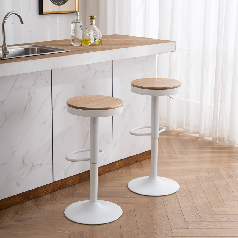 Tabouret pivotant en bois massif Aigan