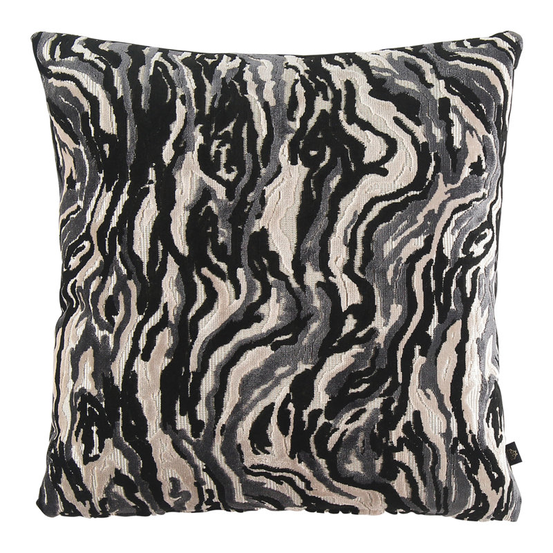 Housse de coussin Sky Velvets, Ivoire / gris / noir