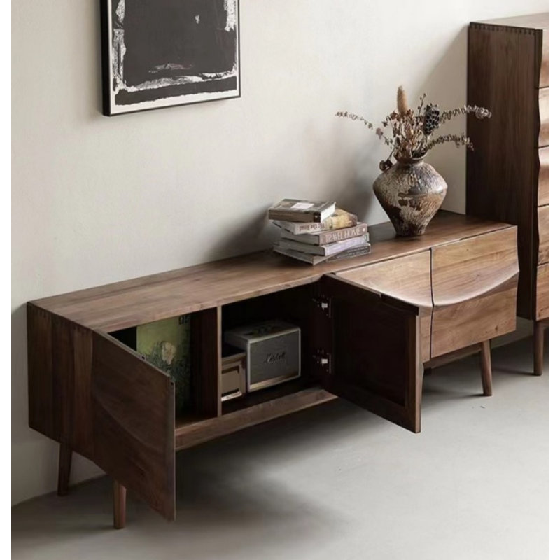 Simple Brown TV Cabinet Unfinished TV Stand for TVs up to 88"