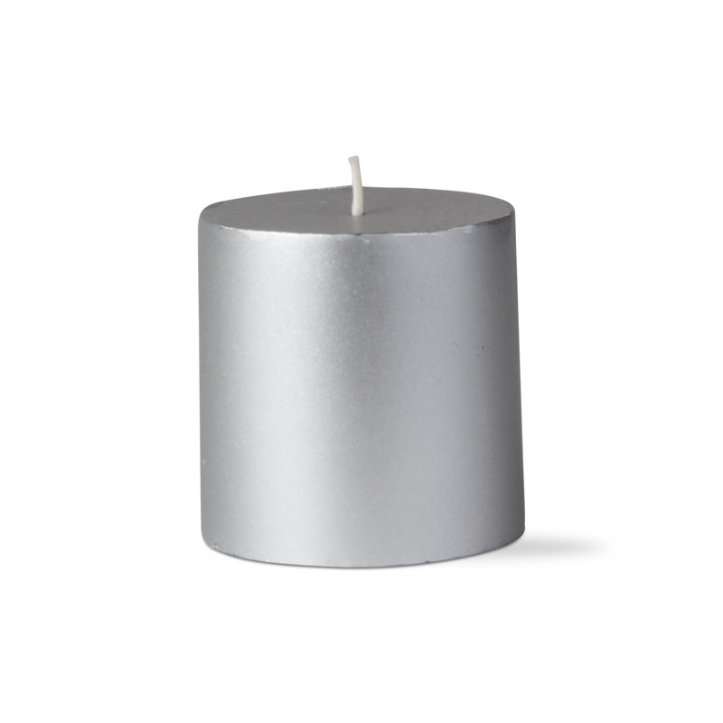 Bougie pilier métallique 3 x 3, Argent argent