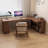 Nut-brown L-Shaped Solid Wood with 3 drawers desk-90472291-90472300