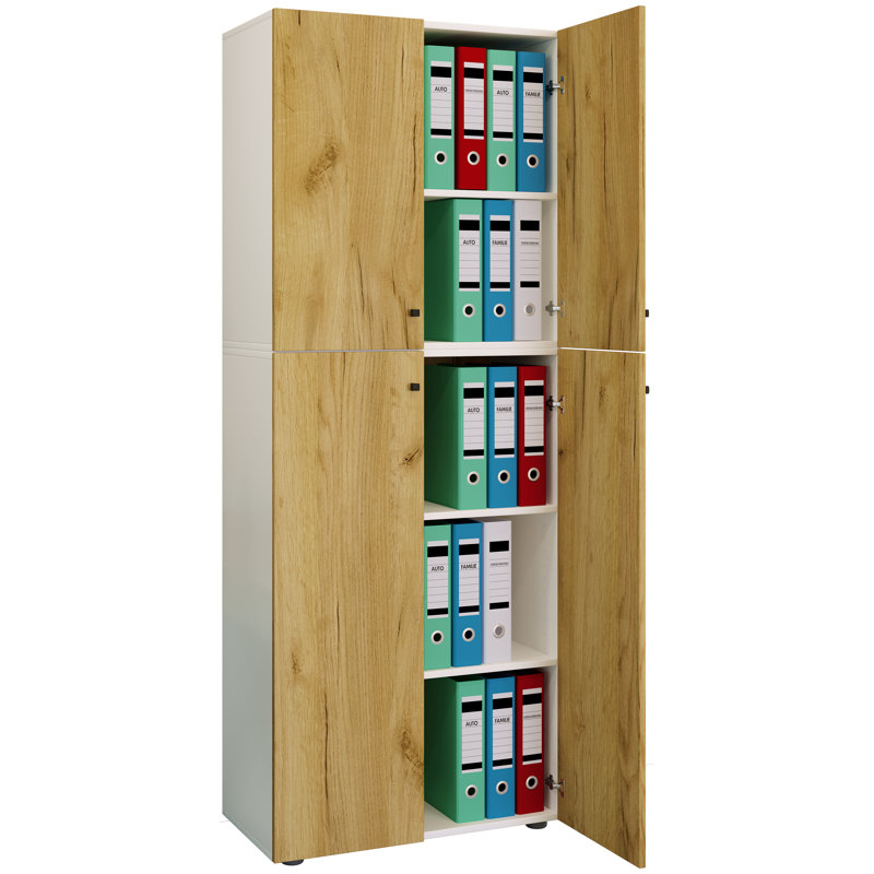 Amekia Storage Cabinet, White/Natural