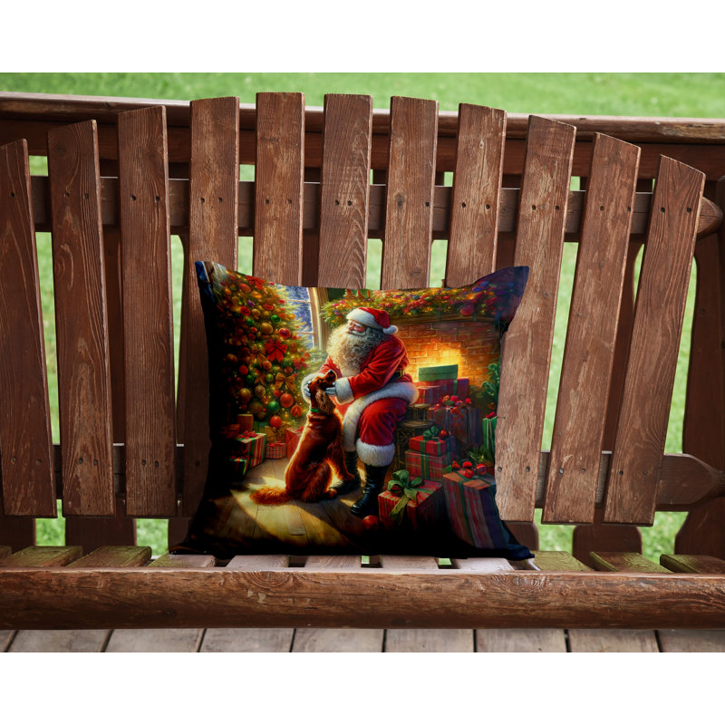 Irish Setter and Santa Claus Throw Pillow, 14"H x 14"W