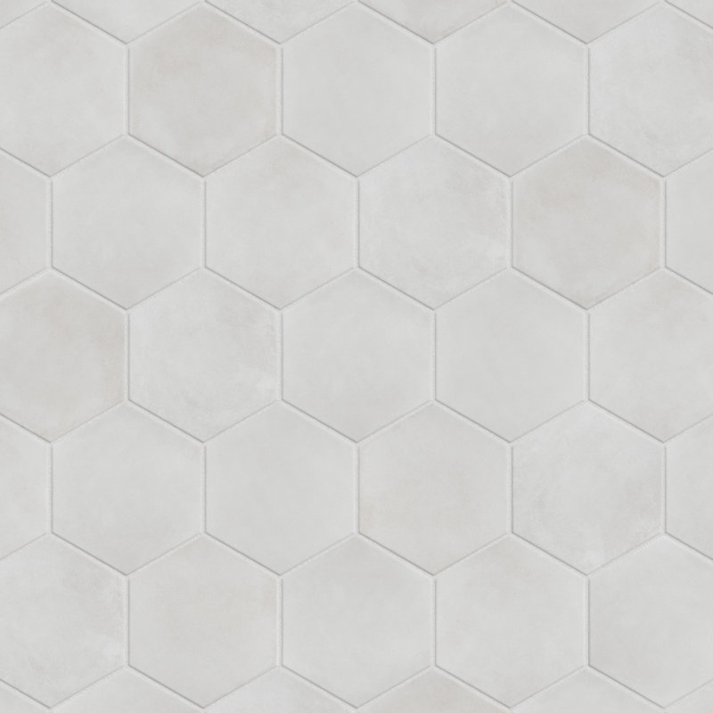 Matter Hex 7.88" x 9" Porcelain Stone Look Floor and Wall Tile, Bone