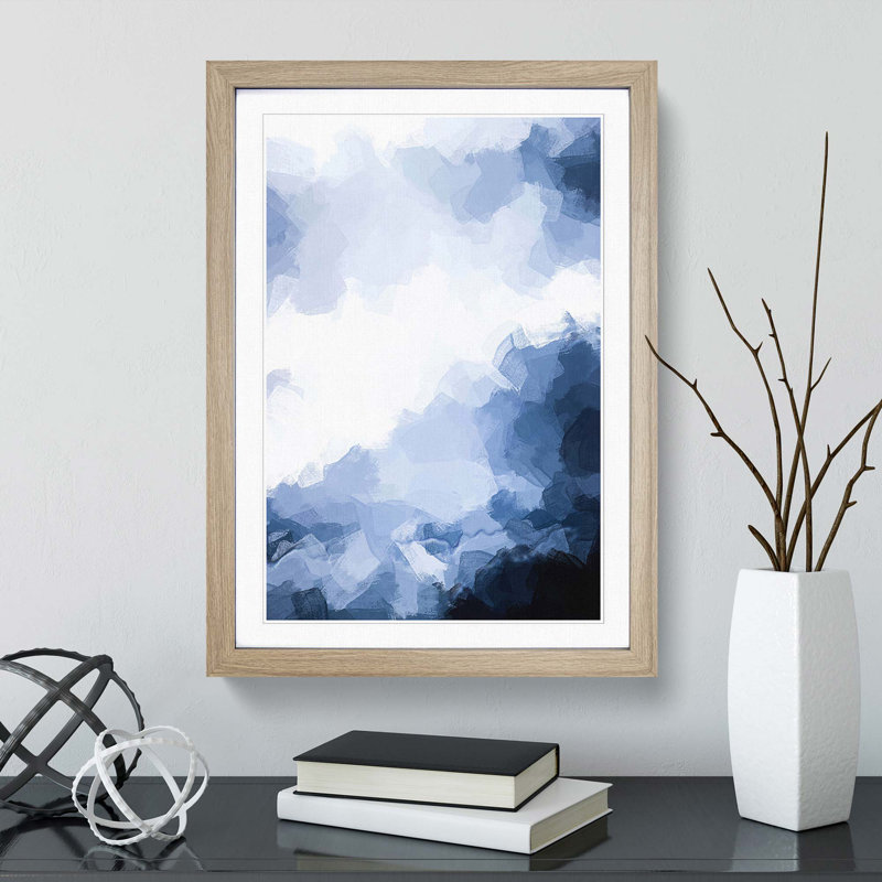 Cloud Mountains in Abstract - Picture Frame Graphic Art Print, 87cm H x 62cm W x 2cm D, Oak Framed