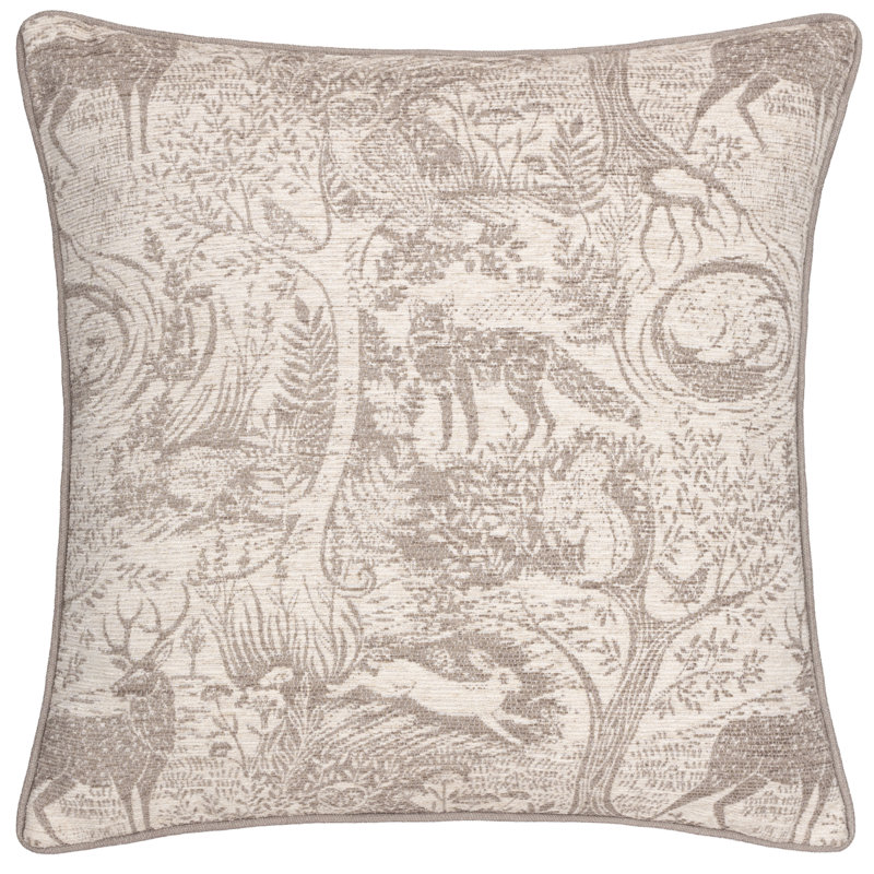 Floral Square Cushion, Brown
