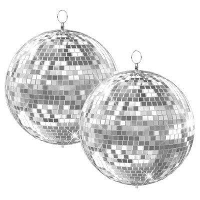 2 Pcs 16" Large Disco Ball, Hanging Glass Mirror Ball For 70S 80S Party Decoration, Weddings, Events, Dj Dance Club, Bar, Stage, Home Celebrations, Silver