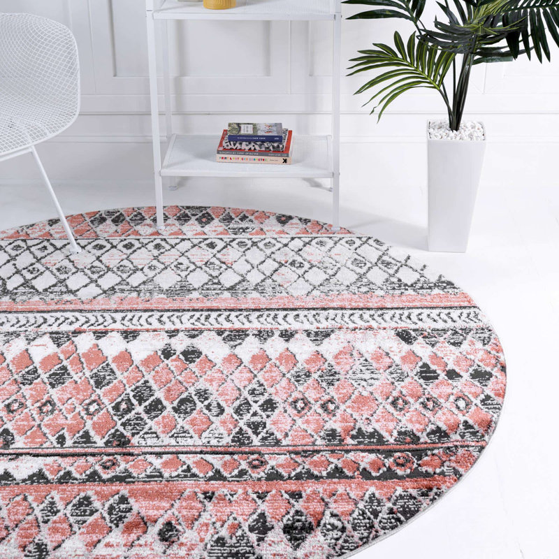 Geometric Indoor Rug, Round 3'3"
