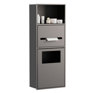 11" X 27" Rectangular Stainless Steel Recessed Wall Shower Niche With Trash Can & Toilet Paper Organizer