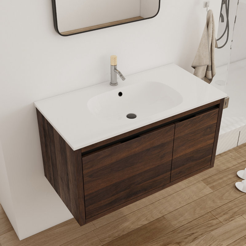 Meuble-lavabo simple avec plateau Beggley 35,94, Brun