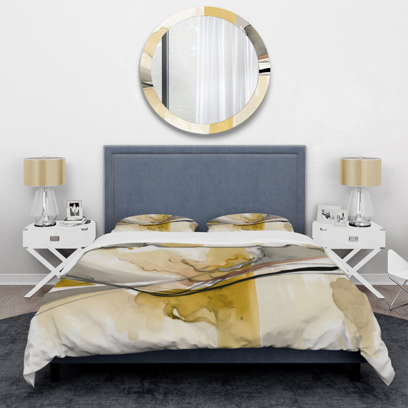 Ensemble de housse de couette en microfibre / polyester Touched By Mustard, Housse de couette pour très grand lit et 2 très