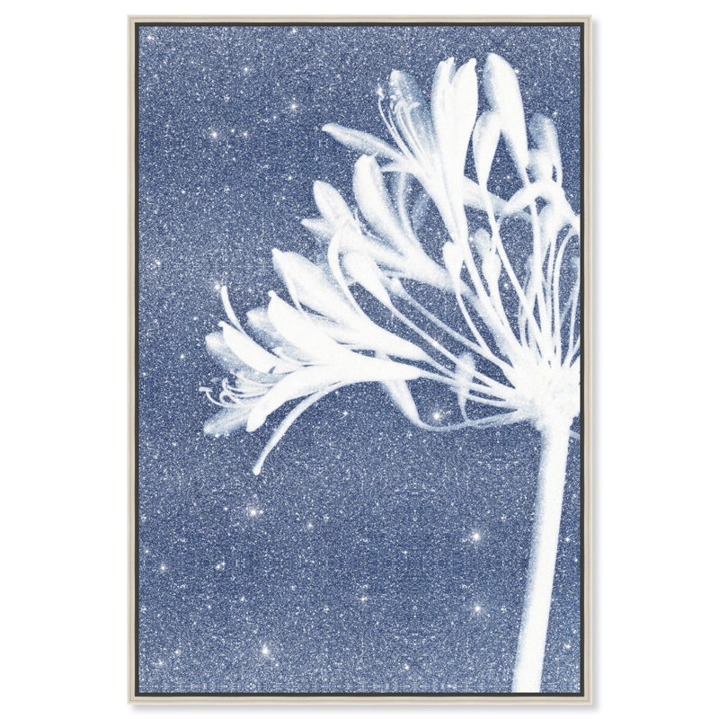 Cyan Bloom Print by Oliver Gal, 11"H x 16"W, Silver Floater Frame