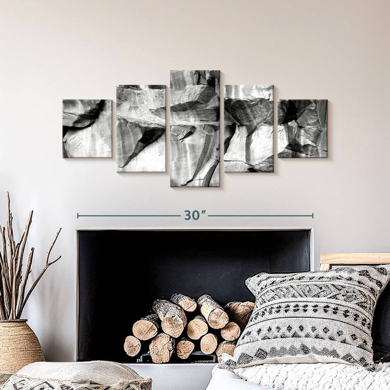 Greyscale Rock Formation, 15" H x 36" W