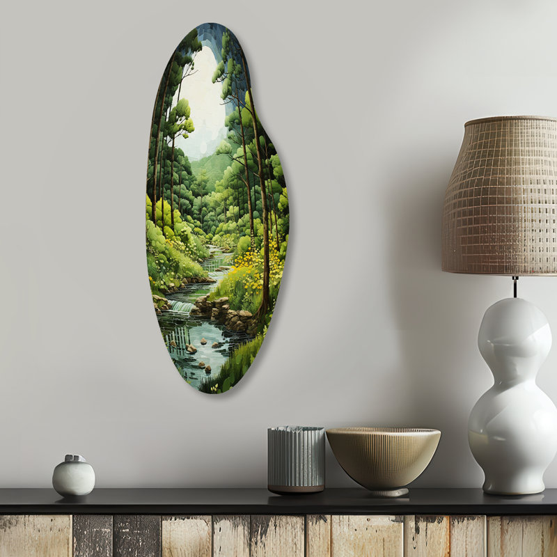 Forest Whispering Woods Pastoral III - Forest Curved Shape Irregular Metal Wall Decor, 30" H x 11" W