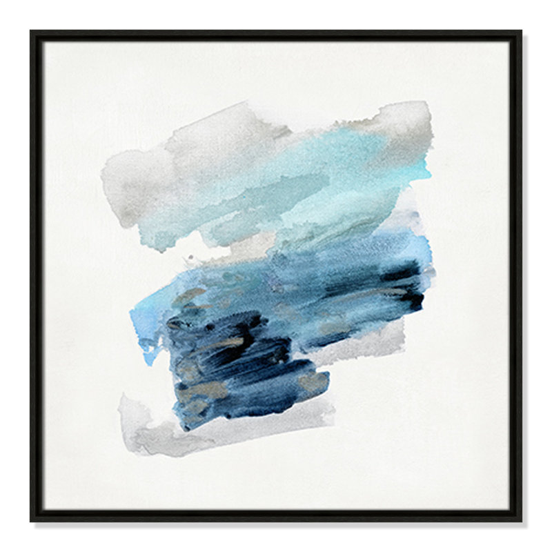«Blue Sweep Collection Blue Sweep I», impression sur toile par Sally Swatland, H 25,5 po x l 25,5 po x P 2 po, Espresso