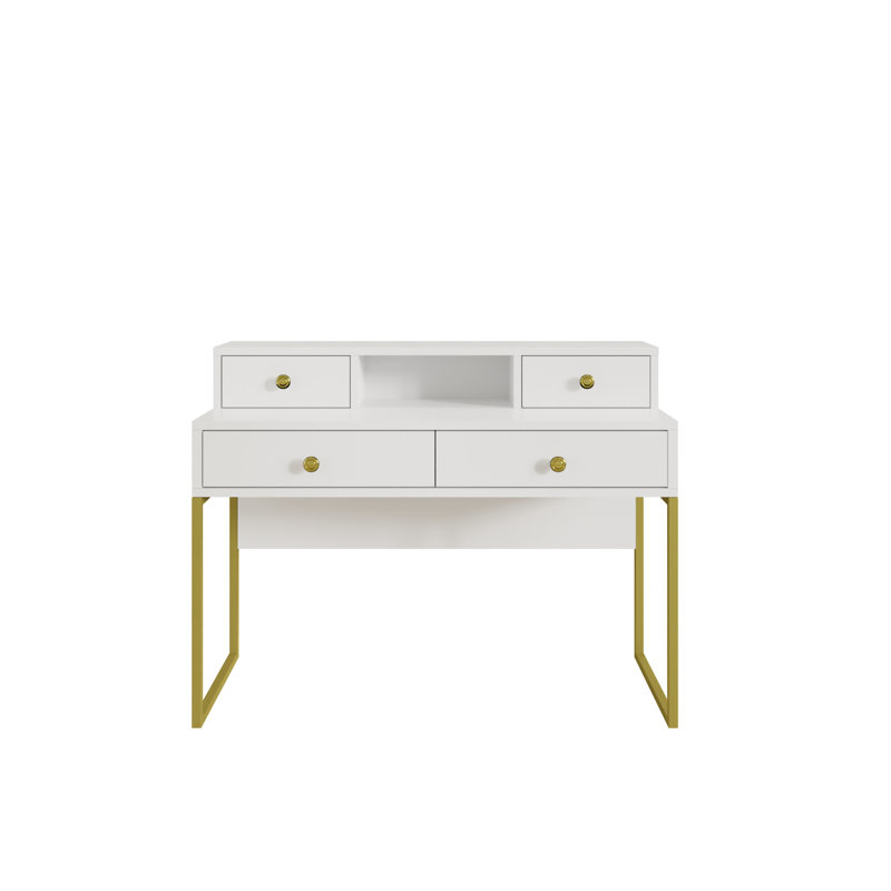 Bartlesville Metal Base Writing Desk, White