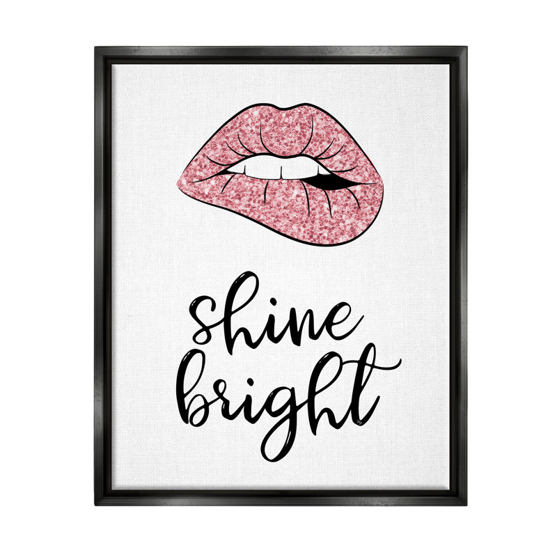 Shine Bright Glam Lips par Martina Pavlova, Cadre flottant noir de jais, H 21 po x l 17 po x P 1,7 po