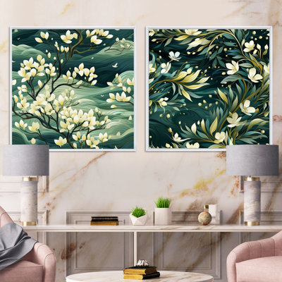 Mangrove Serenity - motif tropical I - ensemble de 2 collages carrés tropicaux