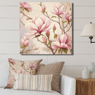 «Pink Green Magnolias Elegance Landscape», reproduction sur toile