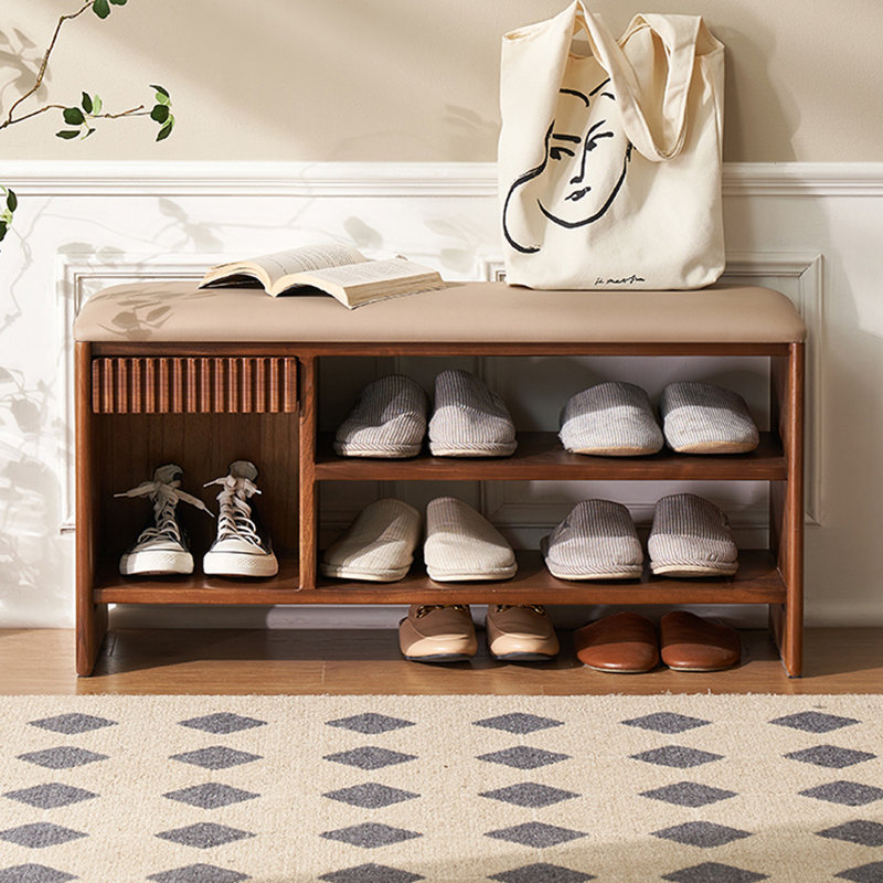 9 Pair Shoe Storage Bench, Brown
