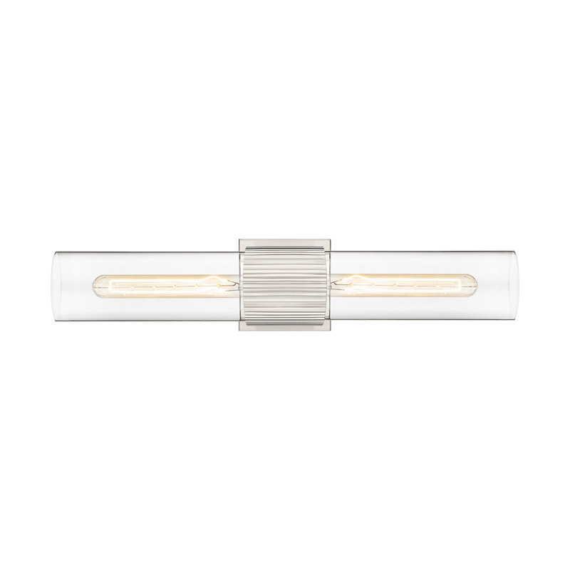 Éclairage pour meuble-lavabo mural 2 lumières 12 "Bolivar, Transparent, Nickel satiné