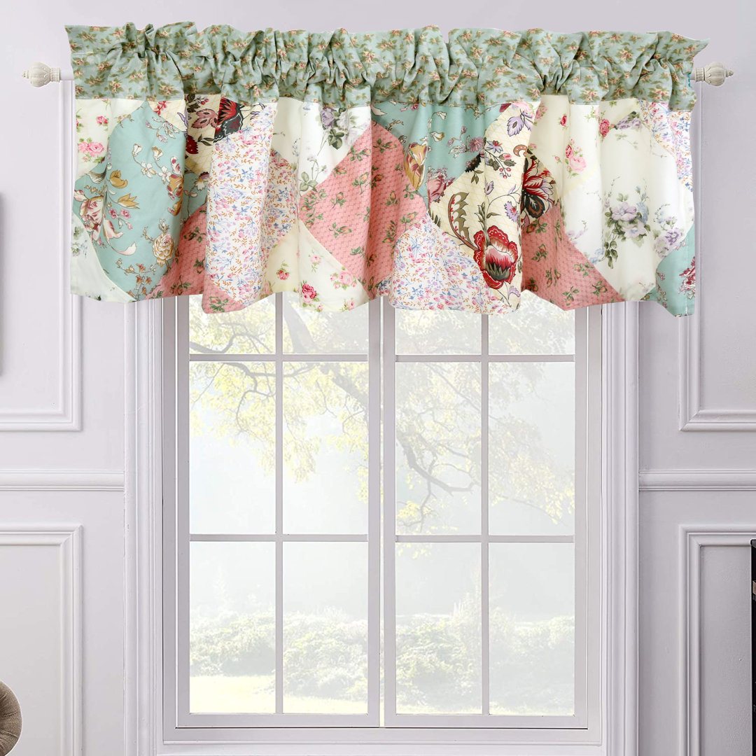 Yoxall Cotton Blend Patchwork Tailored Window Valance Canora Grey