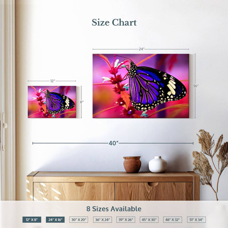 Brampt magnifique papillon mauve, H 16 po x l 24 po