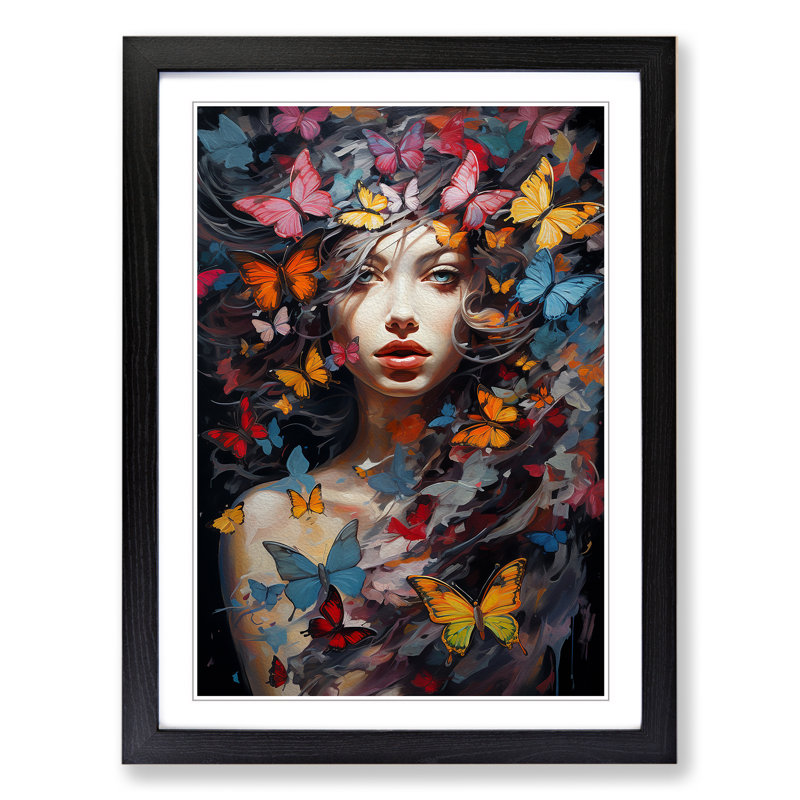 Butterfly Modern Art - Framed Print, Black Framed, 34cm H x 25cm W x 2cm D