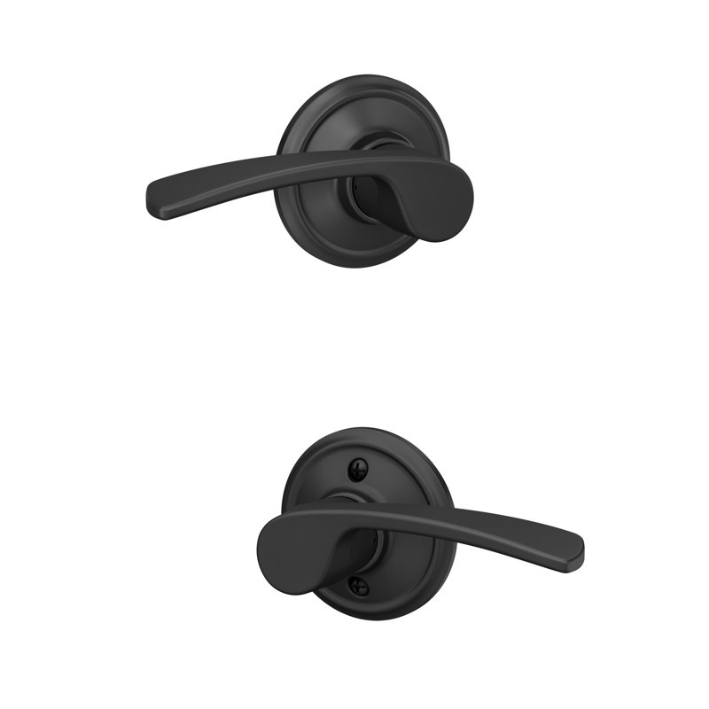 Merano Passage Door Lever with Rosette, Matte Black