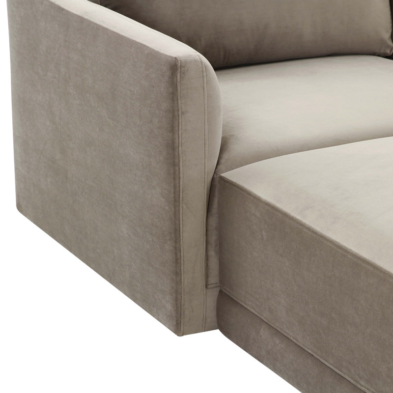 Deirdre Velvet L-Shaped Sectional Reversible, Taupe
