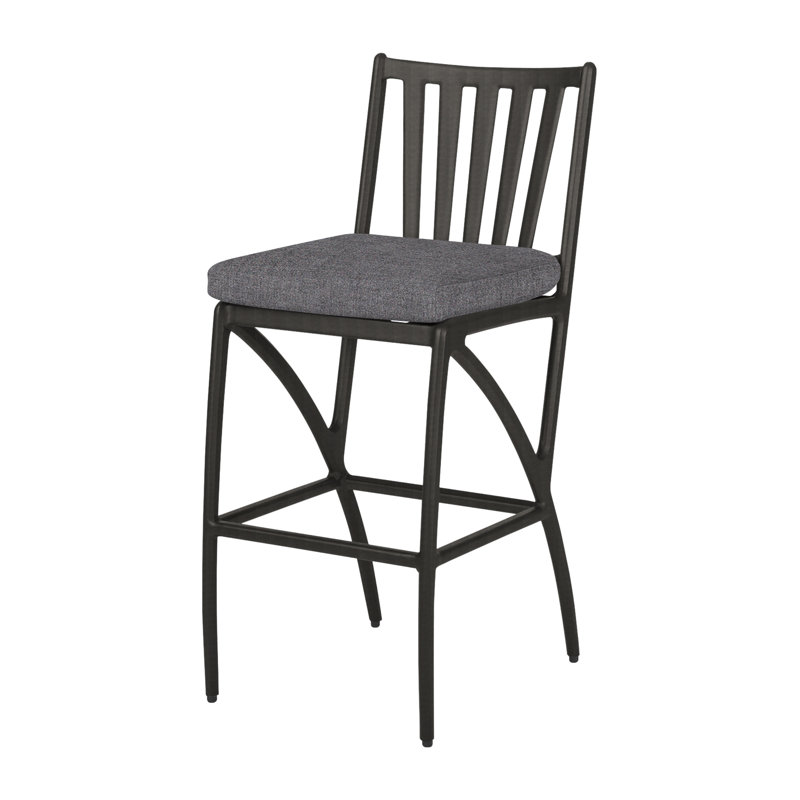 Amari Outdoor Bar Stool, Cast Slate Sunbrella® Plainweave, Carbon