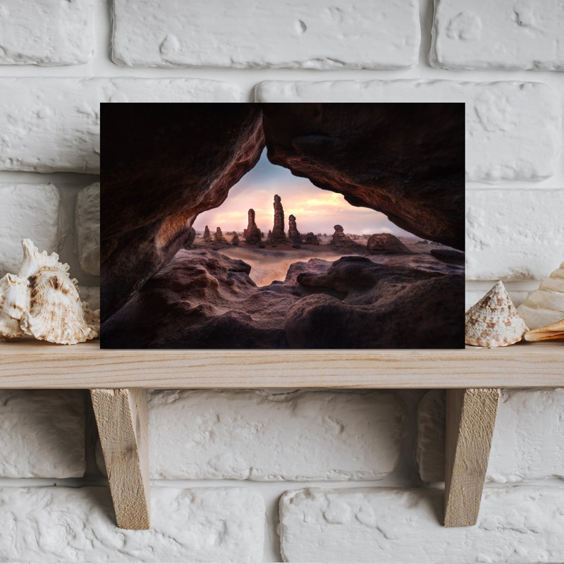 Ancient Desert Pillars Colorful Dramatic Peaceful Landscape Nature Wall Art Print 1 Piece Wrapped Canvas Wall Art