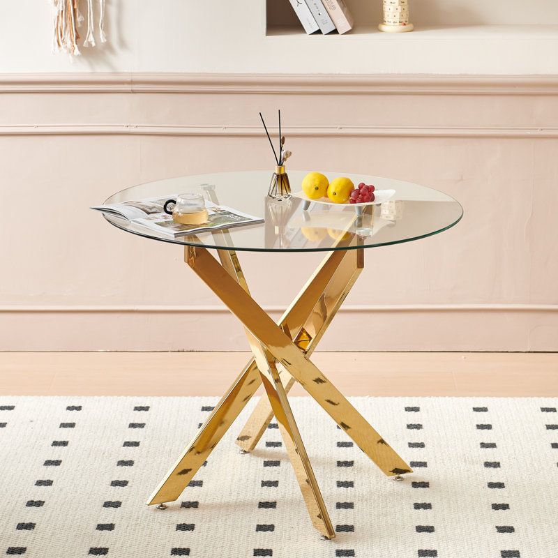 Élégant ensemble de salle à manger de style Mid-Century avec pieds en métal et plateau de table en verre, 3, Blue