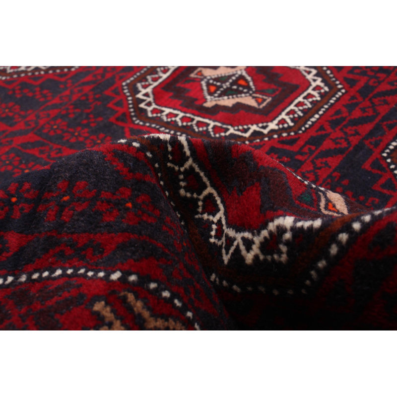 Tapis rouge en laine noué à la main de conception unique 3 pi 3 po x 6 pi 4 po nouvel âge Kalgoorlie