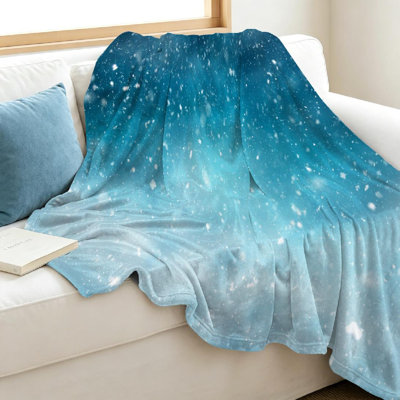 White Ultra Soft Flannel Fleece Throw Blanket,Winter Landscape with Single-Sided Print