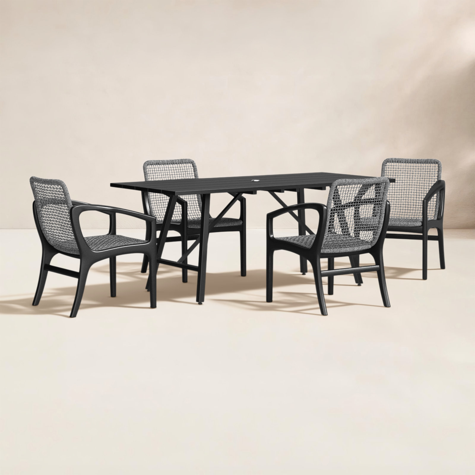 Dasinger 32" Eucalyptus Patio Dining Set, Charcoal
