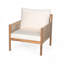 Méridienne d'extérieur moderne avec structure en bois massif et coussins en polyester confortables, parfaits pour la terrasse, le jardin ou le balcon