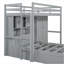 Lit superposé simple avec tiroirs, garde-robe, tablettes de rangement et lit hydraulique-105583776