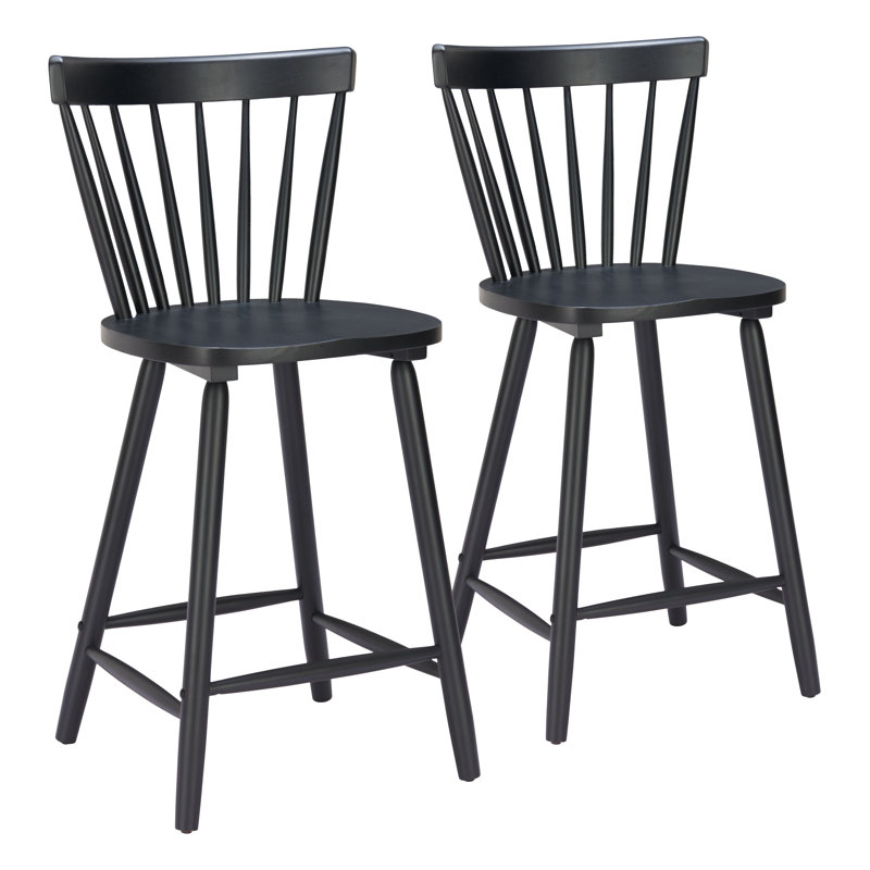 Ensemble de 2 tabourets de bar modernes avec comptoir de cuisine et chaises, Noir