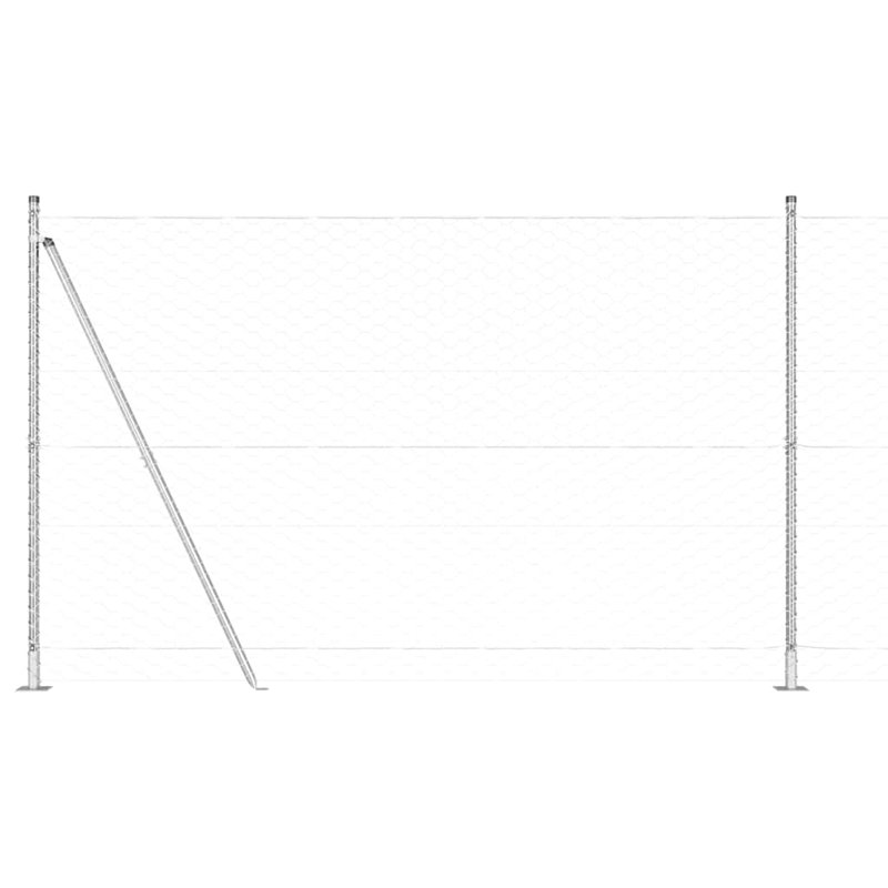 Vidaxl Fence With Posts PVC-Coated Steel, Silver, 140cm H x 1000cm W x 3.2cm D